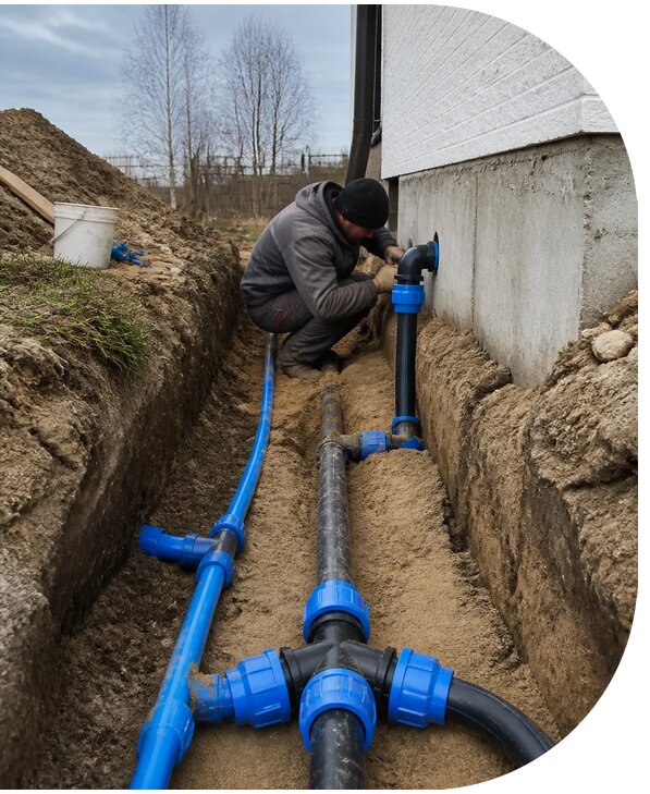 Монтаж наружного водопровода на участке под ключ в Первоуральске